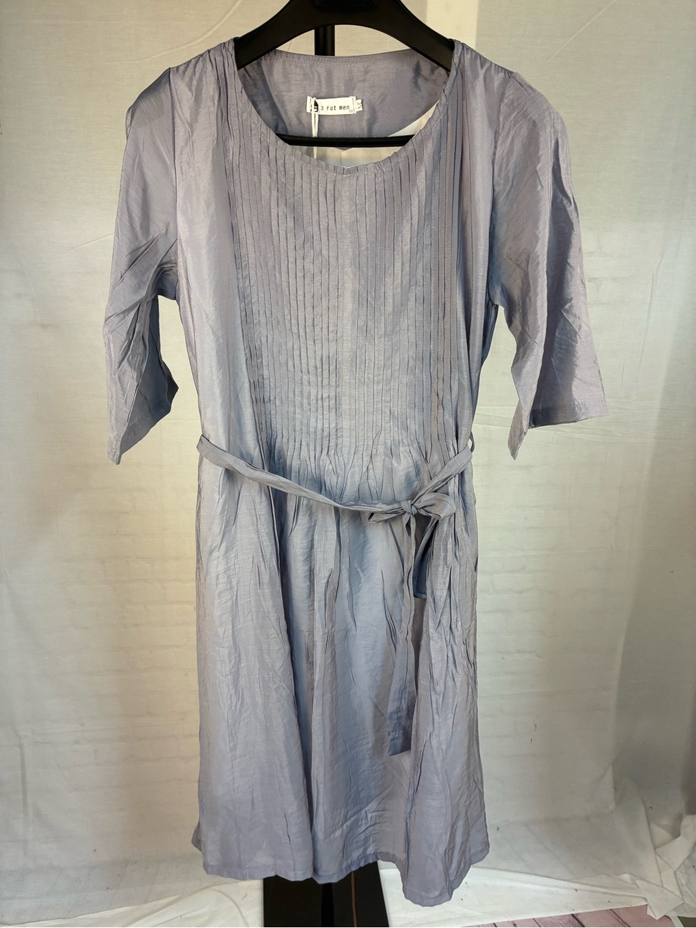 NWT 3 Fat Men Cotton Voile Pleated Pintucked Dress M